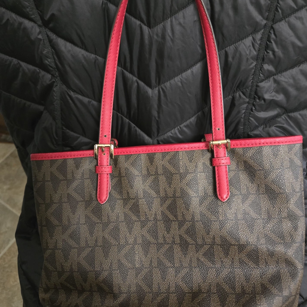 Michael Kors Brown Tote with Red Trim - Picture 8 of 9